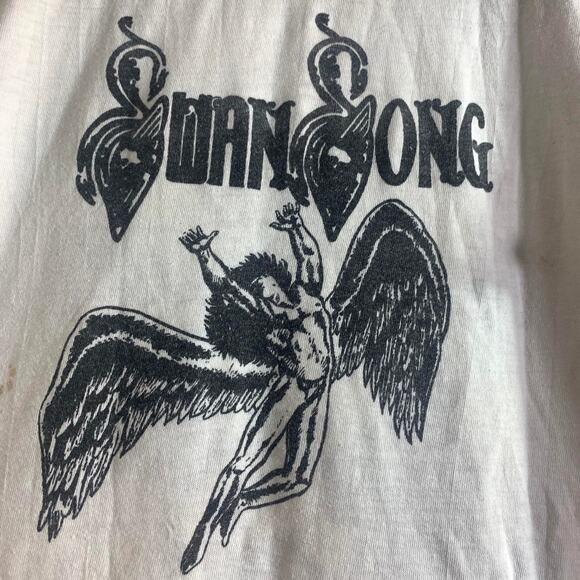 70’s BAD COMPANY SWAN SONG RECORD LABEL single stitch ringer style tee shirt XL - Picture 6 of 7